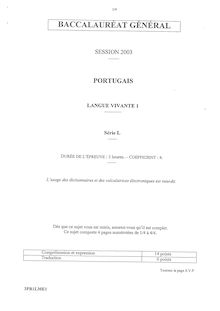 Baccalaureat 2003 lv1 portugais litteraire