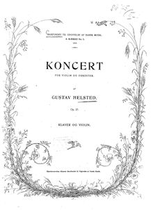 Partition violon et partition de piano, violon Concerto, Op.27, Helsted, Gustav