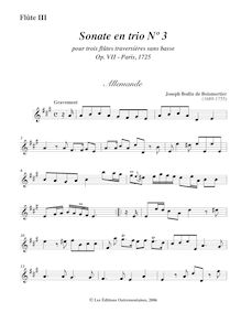 Partition flûte 3, 6 Trio sonates, Sonates en trio pour trois flûtes traversières sans basse
