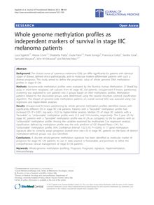 Whole genome methylation profiles as independent markers of survival in stage IIIC melanoma patients