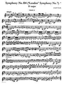 Partition violons II, Symphony No. 104, London/Salomon, D Major