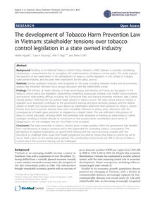 The development of Tobacco Harm Prevention Law in Vietnam: stakeholder tensions over tobacco control legislation in a state owned industry