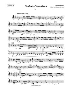 Partition violons II, Sinfonia Veneziana, D major, Salieri, Antonio