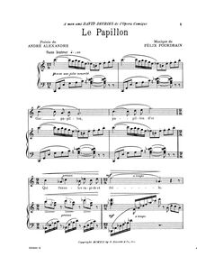 Partition complète, Le papillon, C major, Fourdrain, Félix