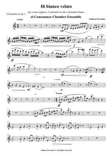 Partition clarinette 1 , partie, Di bianco velato, Ferrante, Andrea