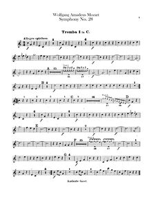 Partition trompette 1, 2 (C), Symphony No.28, C major, Mozart, Wolfgang Amadeus