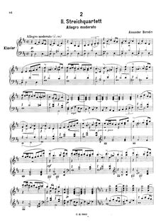 Partition de piano, corde quatuor No.2 en D Major, D Major