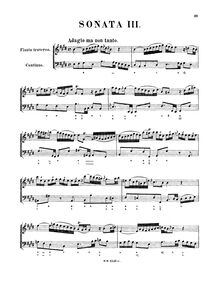 Partition complète, flûte Sonata, E major, Bach, Johann Sebastian