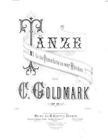 Partition complète, Hungarian Dances pour Piano 4-mains, Op.22, Goldmark, Carl