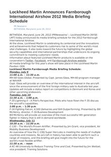 Lockheed Martin Announces Farnborough International Airshow 2012 Media Briefing Schedule