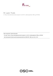 M. Lupoi, Trusts - note biblio ; n°3 ; vol.50, pg 967-969