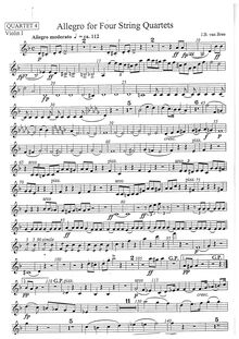 Partition quatuor IV: violon 1, Allegro pour 4 corde quatuors, Allegro Moderato