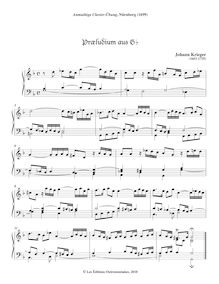 Partition Præludium aus G♭, Anmuthige Clavier-Übung, Keyboard, Krieger, Johann