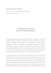 Psychopathologie des Institutions Analyse des pratiques ...