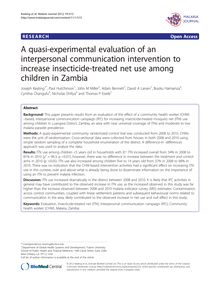 A quasi-experimental evaluation of an interpersonal communication intervention to increase insecticide-treated net use among children in Zambia