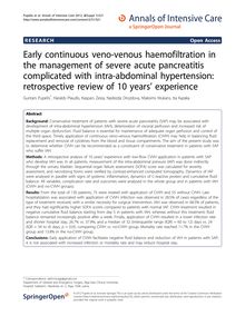 Early continuous veno-venous haemofiltration in the management of severe acute pancreatitis complicated with intra-abdominal hypertension: retrospective review of 10 years  experience
