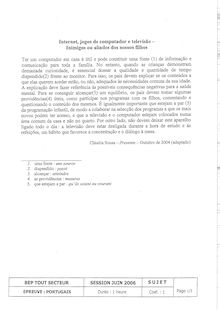 Portugais 2006 BEP - Métiers de la production mécanique informatisée