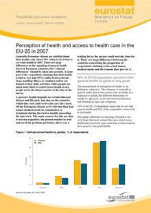 Perception of health and access to health care in the EU-25 in 2007