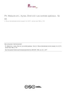 Ph. Malaurie et L. Aynes, Droit civil. Les contrats spéciaux,  5e éd. - note biblio ; n°1 ; vol.44, pg 319-319