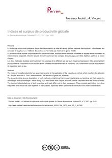 Indices et surplus de productivité globale - article ; n°1 ; vol.22, pg 1-42