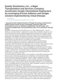 Quality Distribution, Inc., a Major Transportation and Services Company, Accelerates Google Chromebook Deployment by Leveraging Ericom Software and Google solution Implemented by Cloud Sherpas