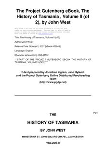 The History of Tasmania , Volume II