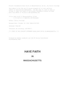 Have faith in Massachusetts; 2d ed. - A Collection of Speeches and Messages