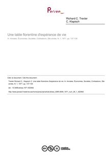 Une table florentine d espérance de vie - article ; n°1 ; vol.26, pg 137-139