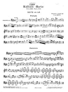 Partition de violoncelle,  en A major, A major, Marais, Marin