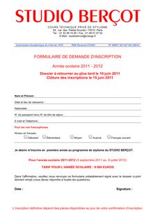 inscription-france - FORMULAIRE DE DEMANDE D INSCRIPTION 2011-2012 ...