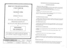 Etude technologique, préparation et suivi d une réalisation 2006 BP - Couvreur