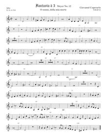 Partition ténor viole de gambe 1, aigu clef, Fantasia pour 5 violes de gambe, RC 44