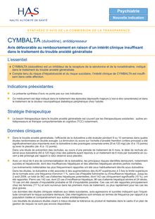 CYMBALTA - Synthèse d avis CYMBALTA - CT-6356