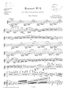 Partition de violon, violon Concerto No.3, A minor, David, Ferdinand
