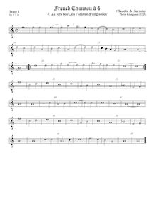 Partition ténor viole de gambe 1, octave aigu clef, French Chanson par Claudin de Sermisy