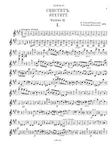 Partition violon 2, corde Sextet, Струнный секстет, A major, Rimsky-Korsakov, Nikolay