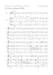 Partition Herr, erbarme dich (Kyrie eleison) - score avec cor en F, Messe Nr. 1 für Waldhorn und Orgel