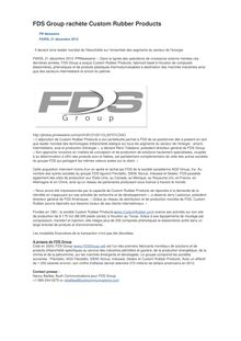 FDS Group rachète Custom Rubber Products