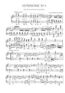 Partition complète, Symphony No.1 en C, Op.21, C major, Beethoven, Ludwig van