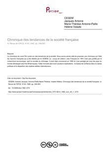Chronique des tendances de la société française - article ; n°1 ; vol.40, pg 249-263