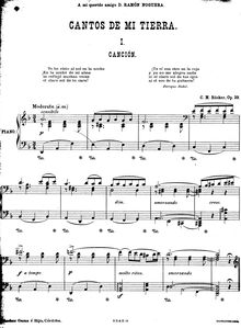 Partition de piano, Cantos de mi Tierra, Op 39, Martínez Rücker, Cipriano