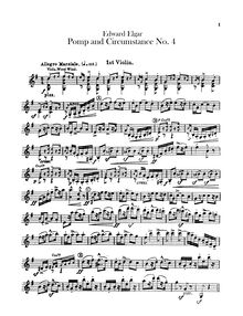 Partition violons I, II, Pomp et Circumstance, Op.39, Elgar, Edward