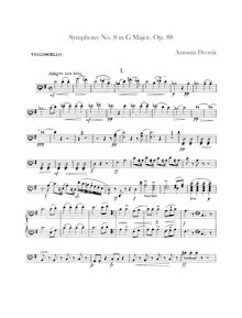 Partition violoncelles, Symphony No.8, Symfonie č.8, G major, Dvořák, Antonín