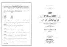 Partition 20 préludes (, partie II), Das wohltemperierte Klavier I