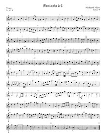 Partition ténor viole de gambe 2, octave aigu clef, fantaisies pour 4 violes de gambe