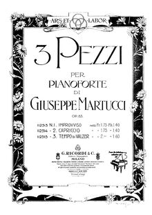 Partition , Capriccio, 3 Pezzi, Martucci, Giuseppe