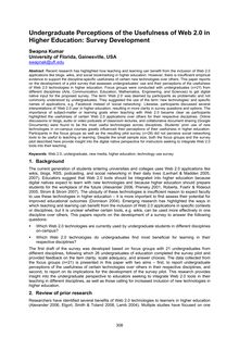 Undergraduate Perceptions of the Usefulness of Web 2.0 in  Higher ...