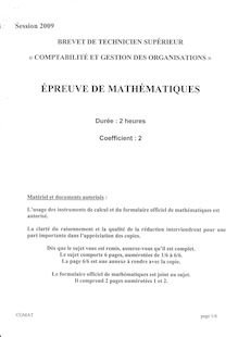Bts cgo mathematiques 2009