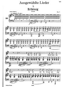 Partition complète, transposition pour low voix, Erlkönig, D.328 (Op.1)