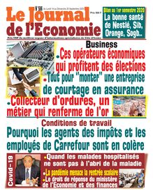 Journal de l’Economie n°586 - du Lundi 14 au Dimanche 20 Septembre 2020